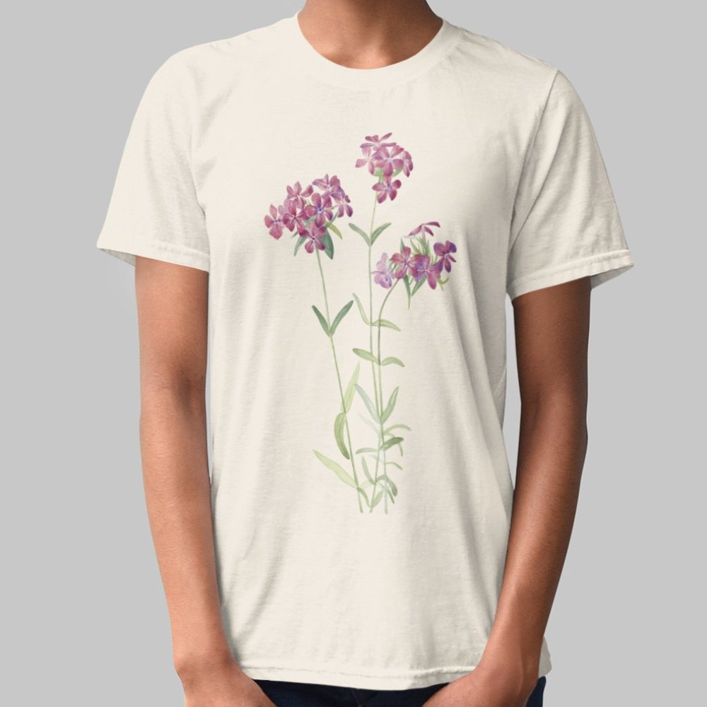 Hairy Phlox Vintage Floral Print Short Sleeve Graphic Tee T-shirt S M L XL